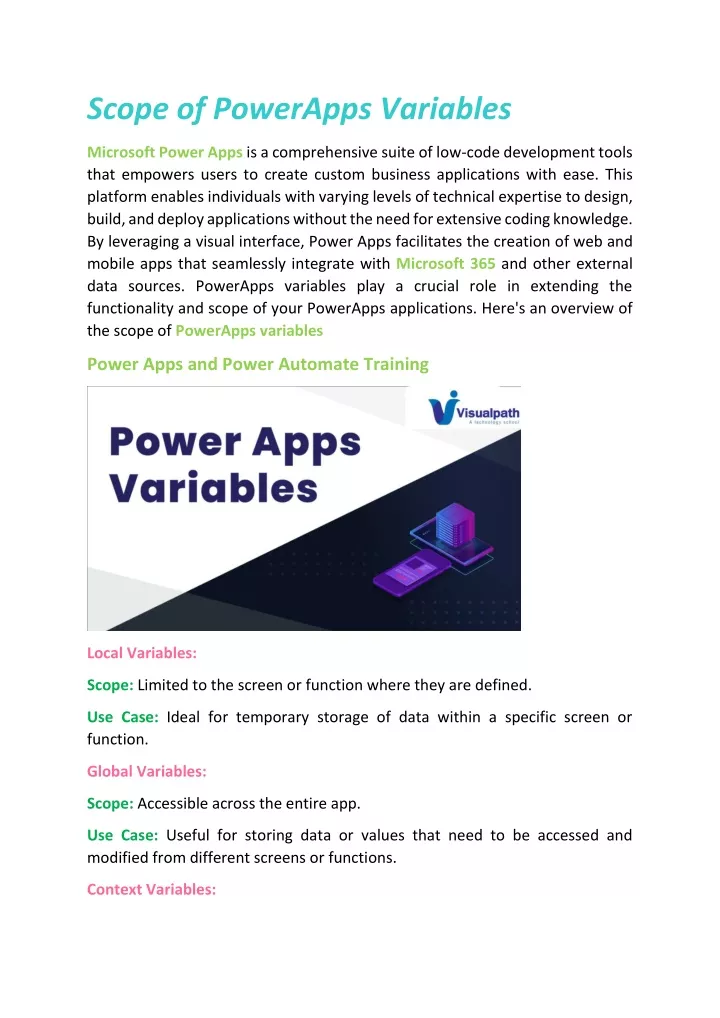 scope of powerapps variables