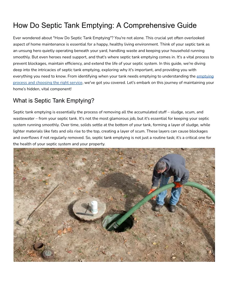 how do septic tank emptying a comprehensive guide