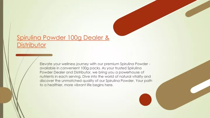 spirulina powder 100g dealer distributor