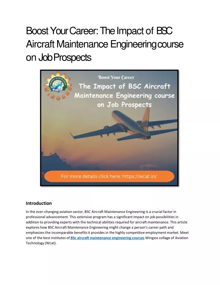 PPT - Boost Your Career The Impact Of BSC Aircraft Maintenance ...