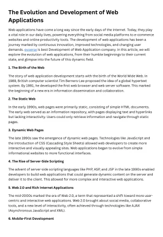 The Evolution and Development of Web Applications