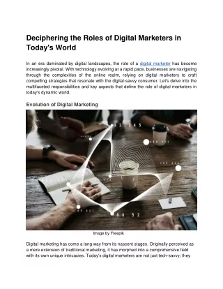 Deciphering the Roles of Digital Marketers in Today's World