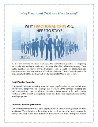 Why Fractional CxO’s are Here to Stay?