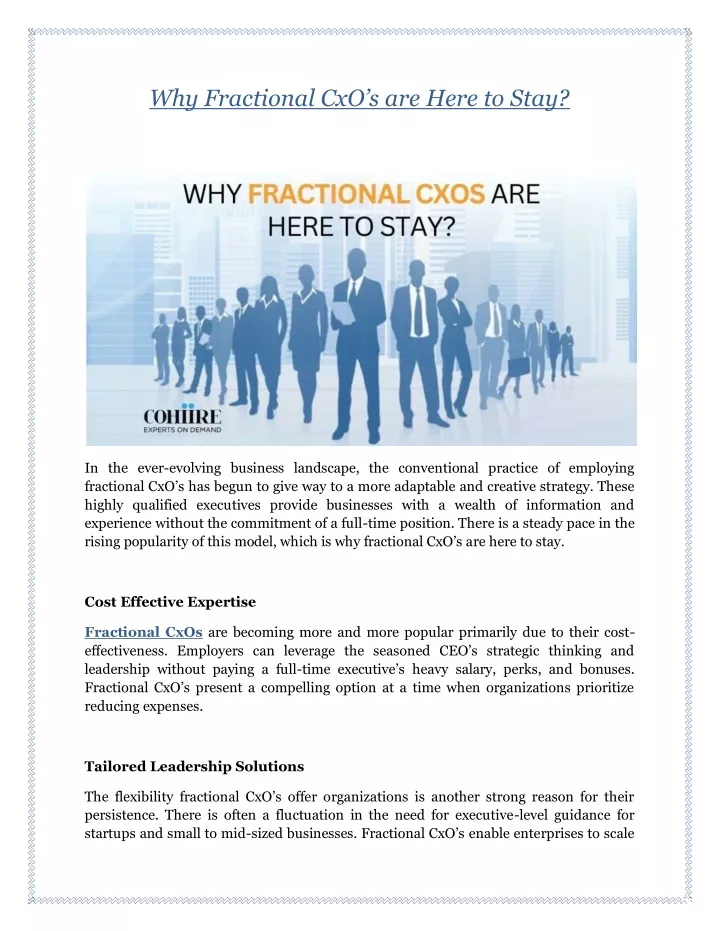 why fractional cxo s are here to stay