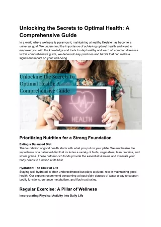 unlocking the secrets to optimal health