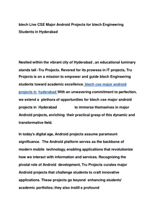 btech live cse major android projects for btech