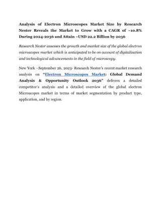 analysis of electron microscopes market size