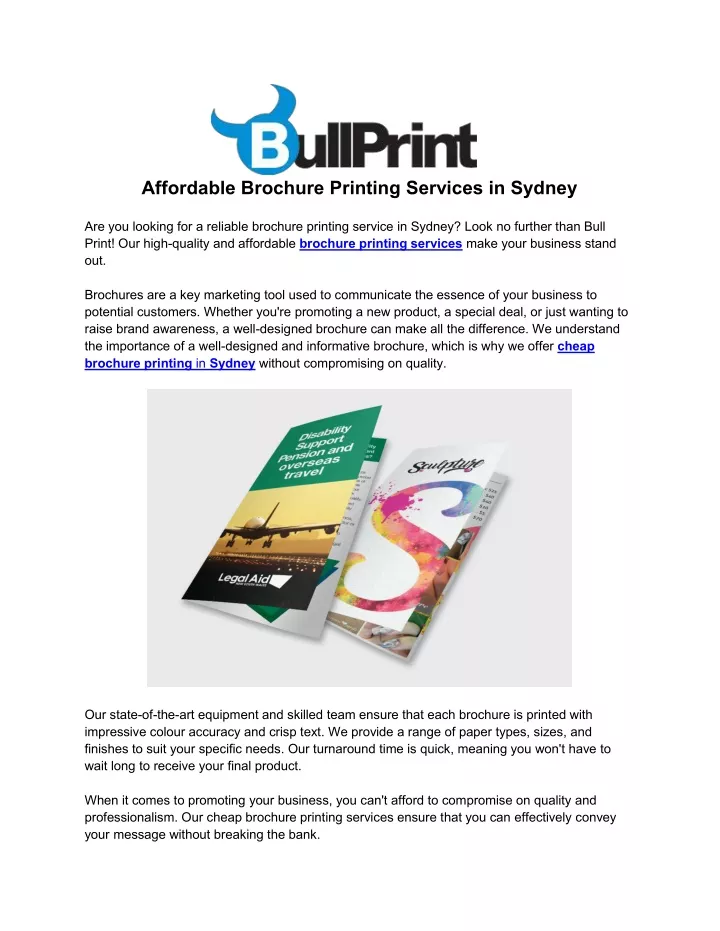 affordable brochure printing services in sydney