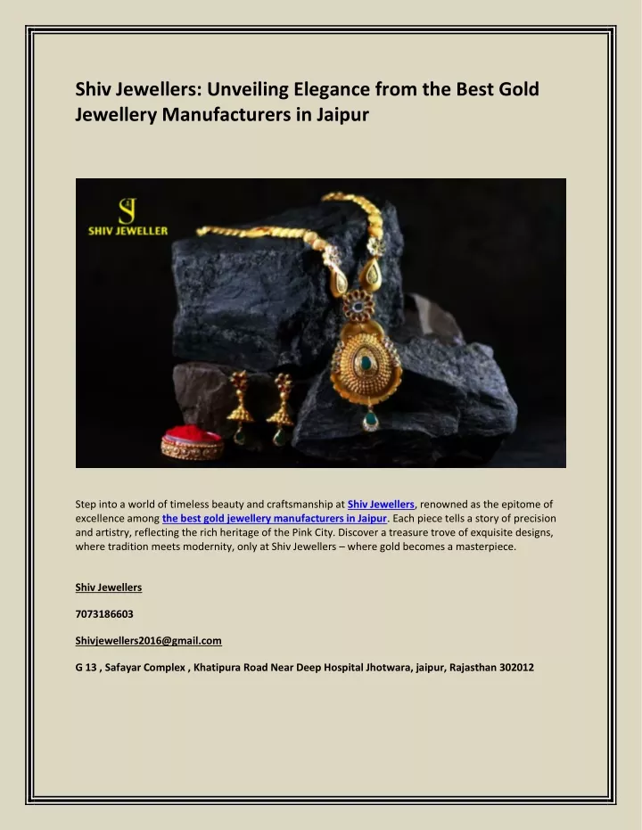 shiv jewellers unveiling elegance from the best
