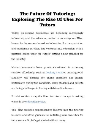 the future of tutoring exploring the rise of uber