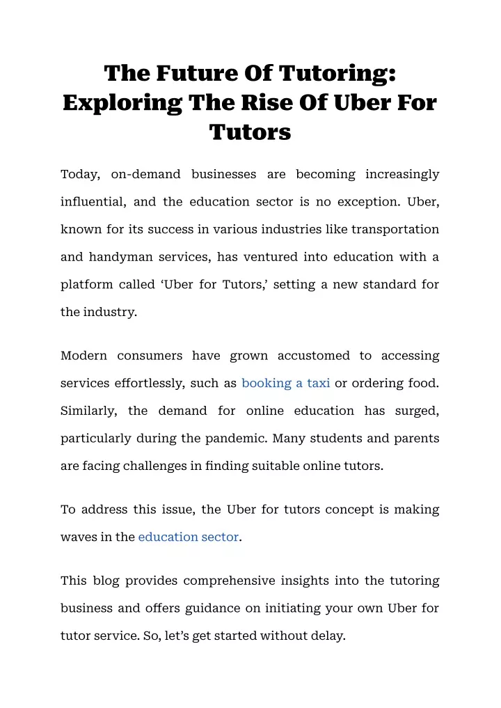 the future of tutoring exploring the rise of uber