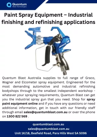 Paint Spray Equipment – Industrial finishing and refinishing applications