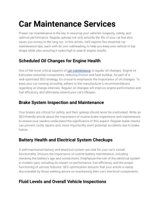 Car Maintenance Services