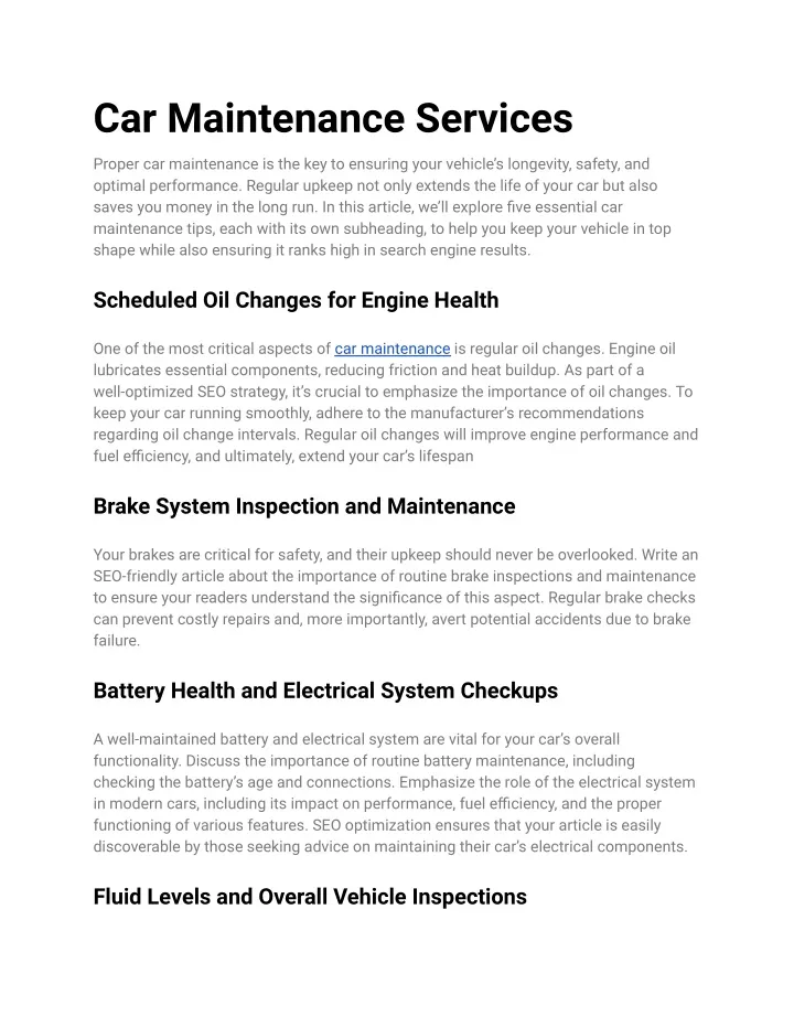 car maintenance services