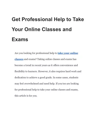 Get Professional Help to Take Your Online Classes and Exams
