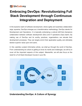 Embracing DevOps Revolutionizing Full Stack Development through Continuous Integration and Deployment