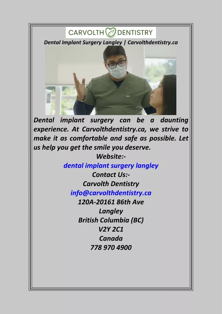 dental implant surgery langley carvolthdentistry