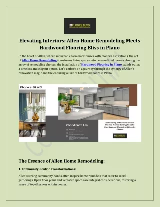 Elevating Interiors  Allen Home Remodeling Meets Hardwood Flooring Bliss in Plano