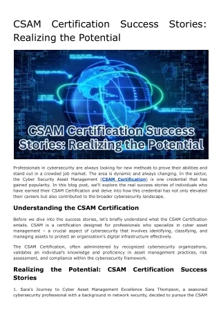 csam realizing the potential