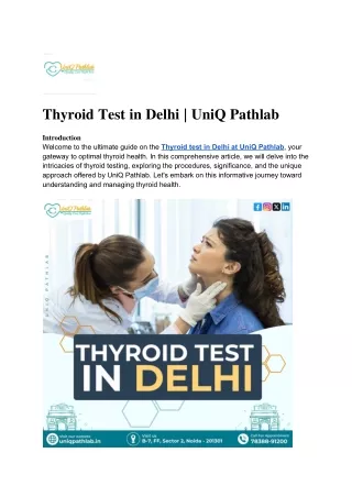 Thyroid Test in Delhi _ UniQ Pathlab