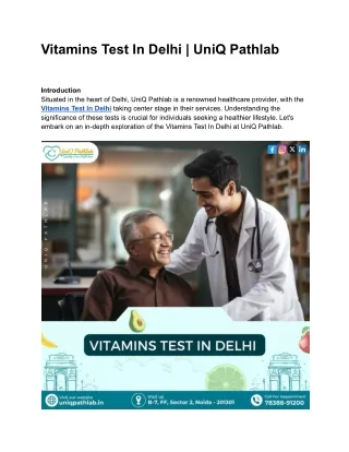 vitamins test in delhi uniq pathlab