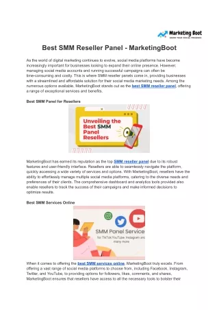 Best SMM Reseller Panel - MarketingBoot