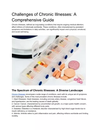 Challenges of Chronic Illnesses: A Comprehensive Guide