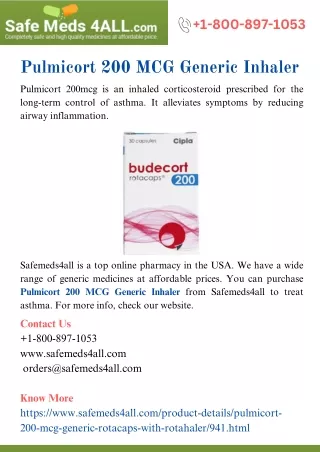 Pulmicort 200 MCG Generic Inhaler