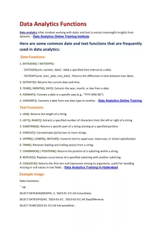 data analytics functions
