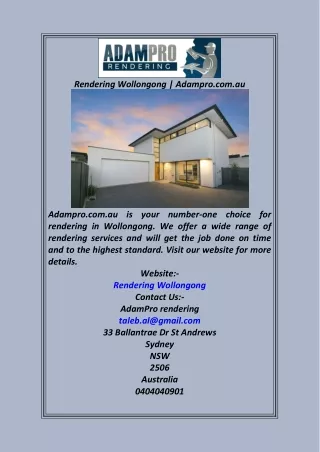 rendering wollongong adampro com au