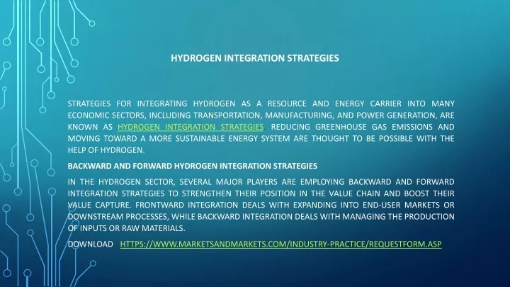 hydrogen integration strategies