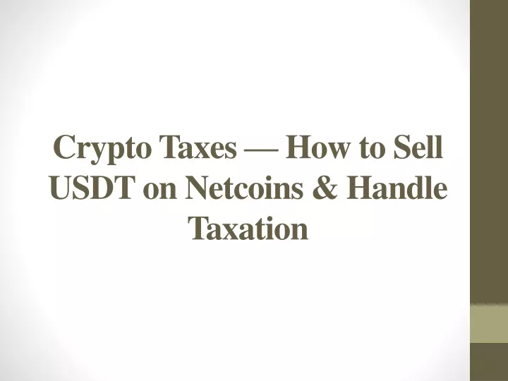 crypto taxes how to sell usdt on netcoins handle taxation