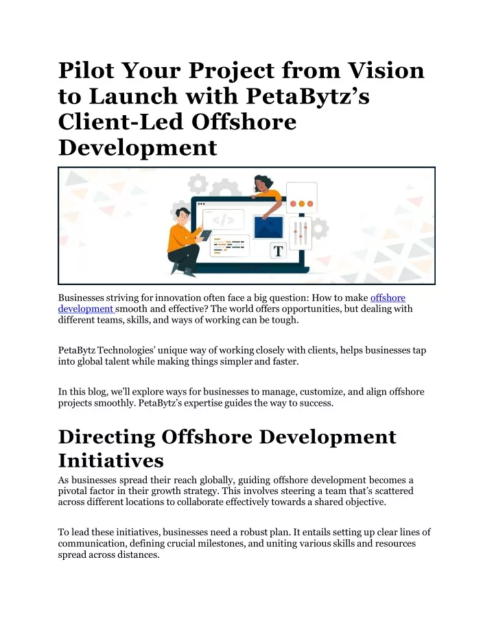 pilot your project from vision to launch with petabytz s client led offshore development