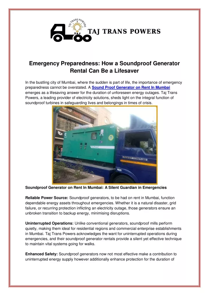 emergency preparedness how a soundproof generator