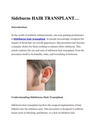 Sideburns HAIR TRANSPLANT