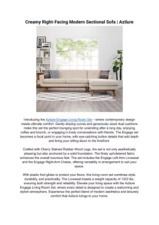 creamy right facing modern sectional sofa azilure