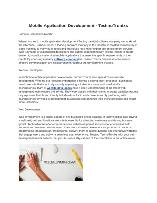mobile application development technotronixs