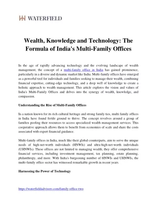 The Formula of India's Multi-Family Offices