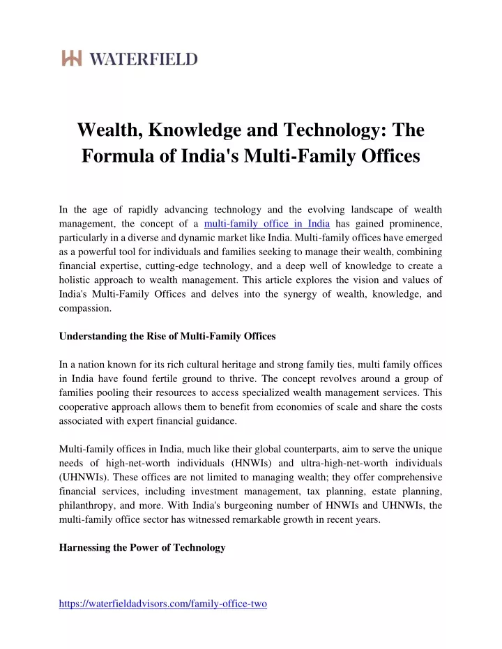 wealth knowledge and technology the formula