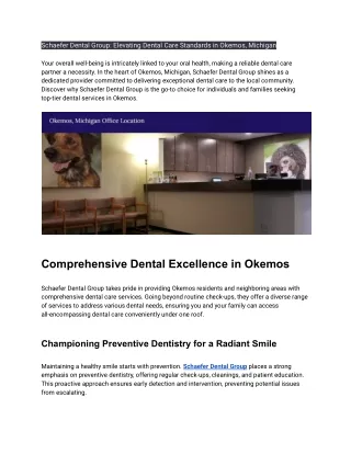 Schaefer Dental Group: Elevating Dental Care Excellence in Okemos, Michigan