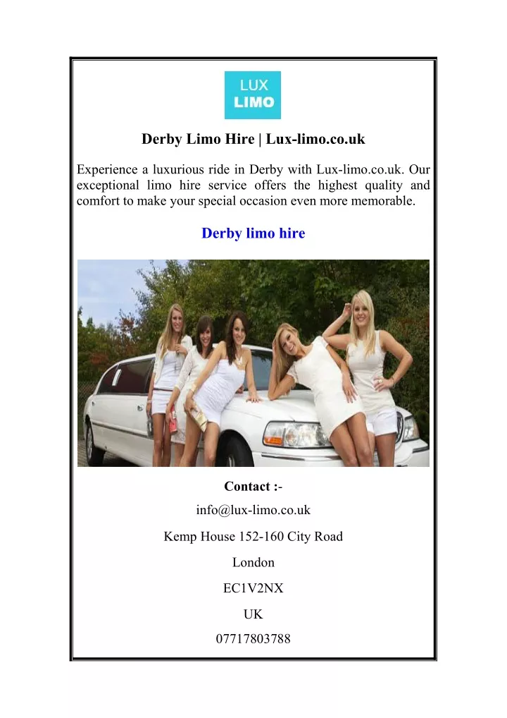 derby limo hire lux limo co uk