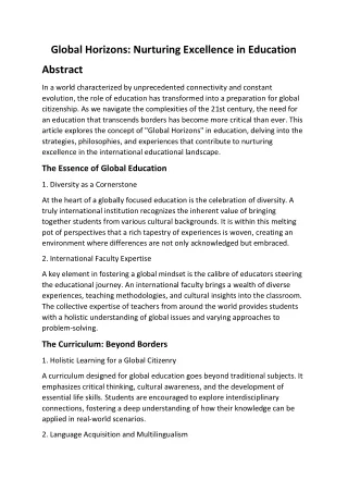 global horizons nurturing excellence in education