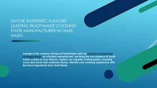 Flavors of Authenticity Trusted Readymade Cooking Paste Manufacturer in Tamil Nadu