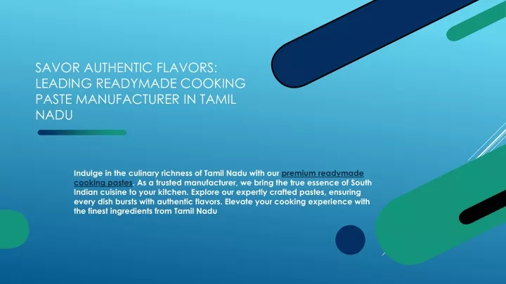 savor authentic flavors leading readymade cooking paste manufacturer in tamil nadu