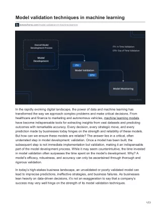 Model validation techniques in machine learning