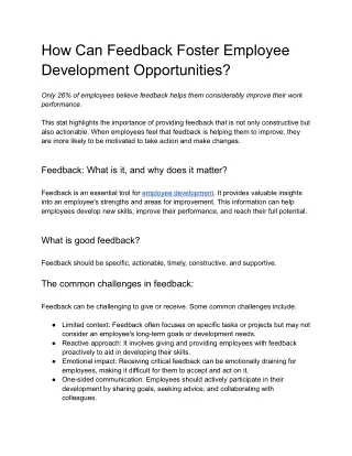How Can Feedback Foster Employee Development Opportunities?