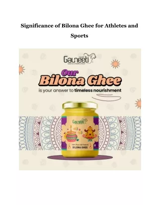 Significance of Bilona Ghee for Athletes and Sports