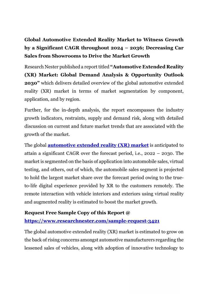 global automotive extended reality market