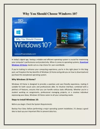Why You Should Choose Windows 10?