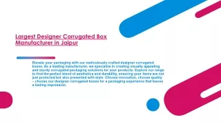 largest designer corrugated box manufacturer in jaipur